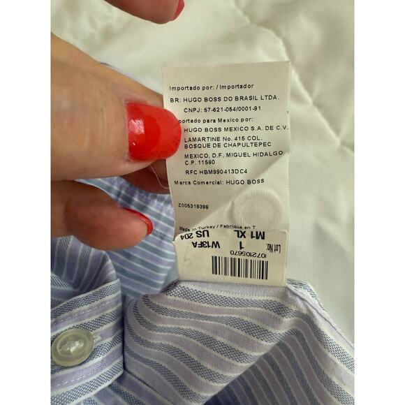 Hugo Boss dress shirt size XL Blue Pinstriped - Picture 8 of 8